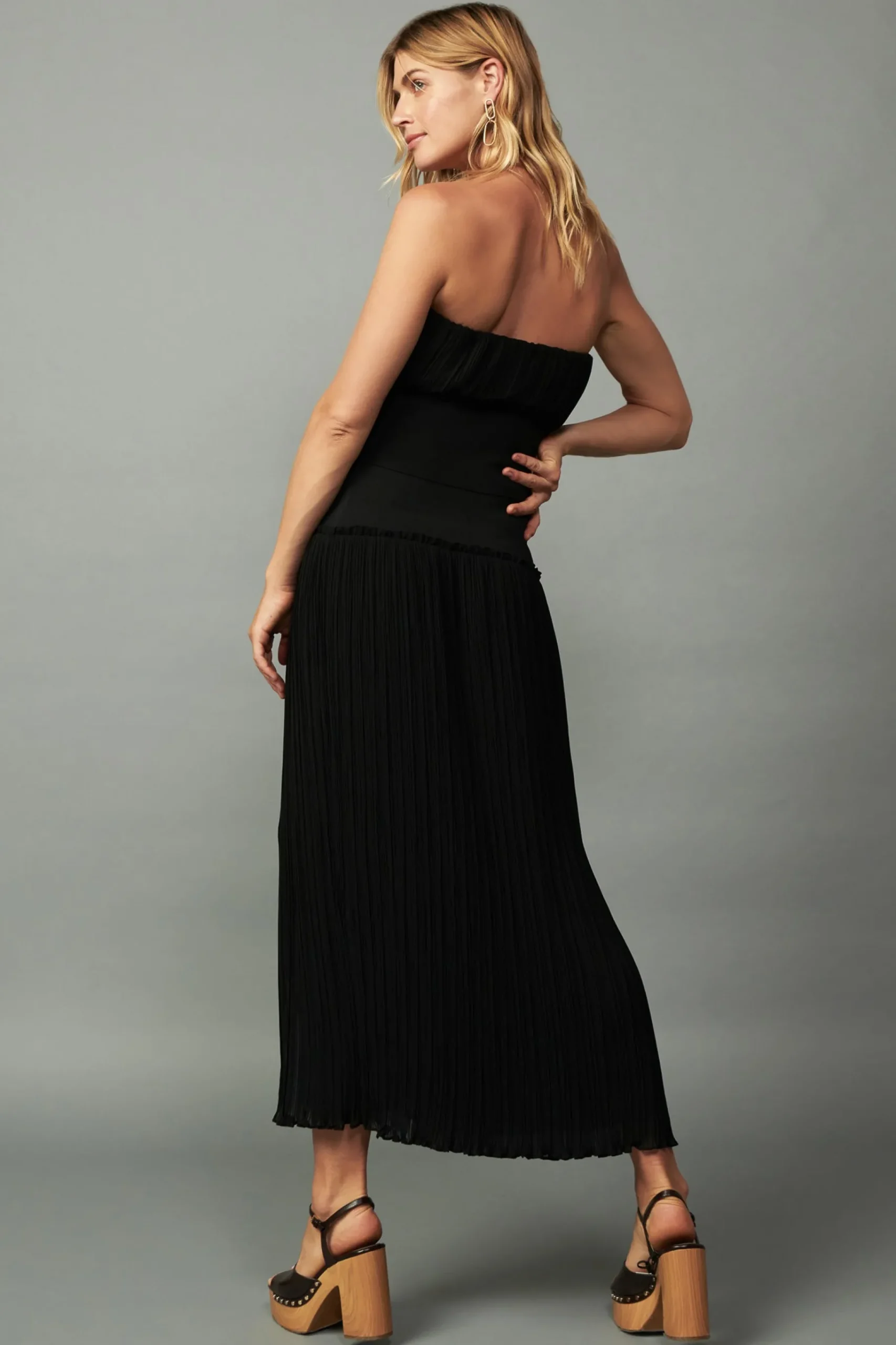 New Ribbed Waist Midi Skirt Women Skirts