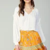 Discount Rope Trim Neckline Blouse Women Long Sleeve Tops