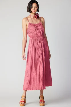 New Rose Applique Cami Dress Women Midi Dresses
