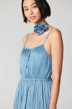 Hot Rose Applique Cami Dress Women Midi Dresses