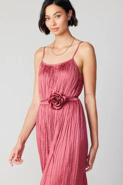 New Rose Applique Cami Dress Women Midi Dresses