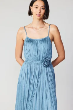 Hot Rose Applique Cami Dress Women Midi Dresses