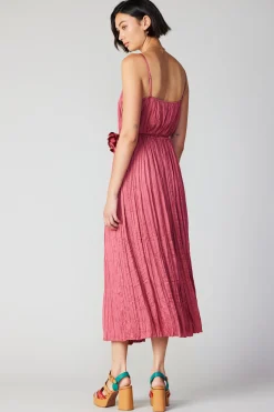 New Rose Applique Cami Dress Women Midi Dresses