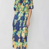 Clearance Rose Motif Maxi Dress Women Maxi Dresses | Midi Dresses
