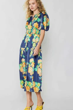 Clearance Rose Motif Maxi Dress Women Maxi Dresses | Midi Dresses