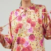 Sale Rosette Patterned Blouse Women Long Sleeve Tops