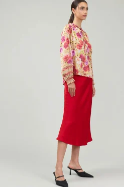 Sale Rosette Patterned Blouse Women Long Sleeve Tops