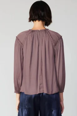 Outlet Round Neck Ruffled Top Women Long Sleeve Tops