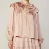Clearance Ruffle Cape Blouse Women Long Sleeve Tops