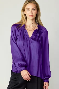 Discount Ruffled Cuff Blouse Women Long Sleeve Tops