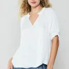 Best Ruffled Cuff Blouse Women Short Sleeve Tops
