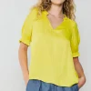 Discount Ruffled Cuff Blouse Women Short Sleeve Tops