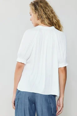Best Ruffled Cuff Blouse Women Short Sleeve Tops