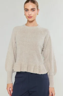 Clearance Ruffled Hem Sweater Women Knitwear | Sweaters