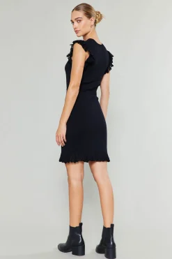 Outlet Ruffled Mini Sweater Dress Women Knitwear | Mini Dresses
