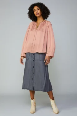 New Ruffled Shoulder Blouse Women Long Sleeve Tops