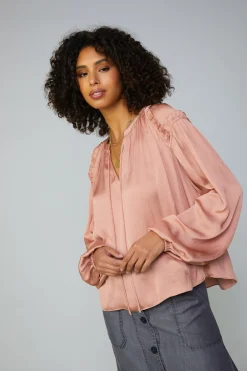 New Ruffled Shoulder Blouse Women Long Sleeve Tops