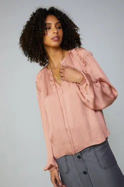 New Ruffled Shoulder Blouse Women Long Sleeve Tops
