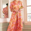 Hot Ruffled Shoulder Floral Midi Dress Women Midi Dresses