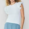 Clearance Ruffled Shoulder Knit Tank Women Knitwear | Sleeveless Tops