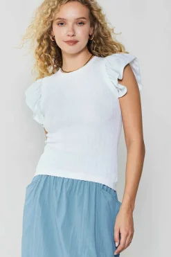 Clearance Ruffled Shoulder Knit Tank Women Knitwear | Sleeveless Tops