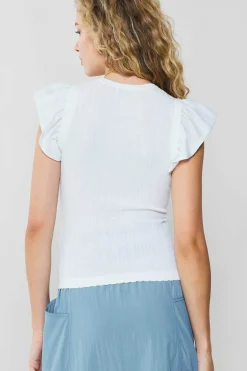 Clearance Ruffled Shoulder Knit Tank Women Knitwear | Sleeveless Tops