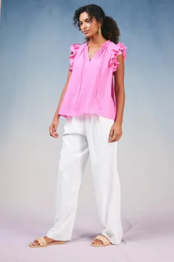 Hot Ruffled Shoulder Sleeveless Blouse Women Sleeveless Tops