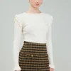 Online Ruffled Shoulder Top Women Knitwear | Long Sleeve Tops