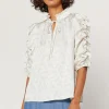 New Ruffled Sleeve Jacquard Top Women Long Sleeve Tops