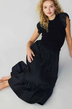 Fashion Ruffled Sleeve Sweater Dress Women Midi Dresses