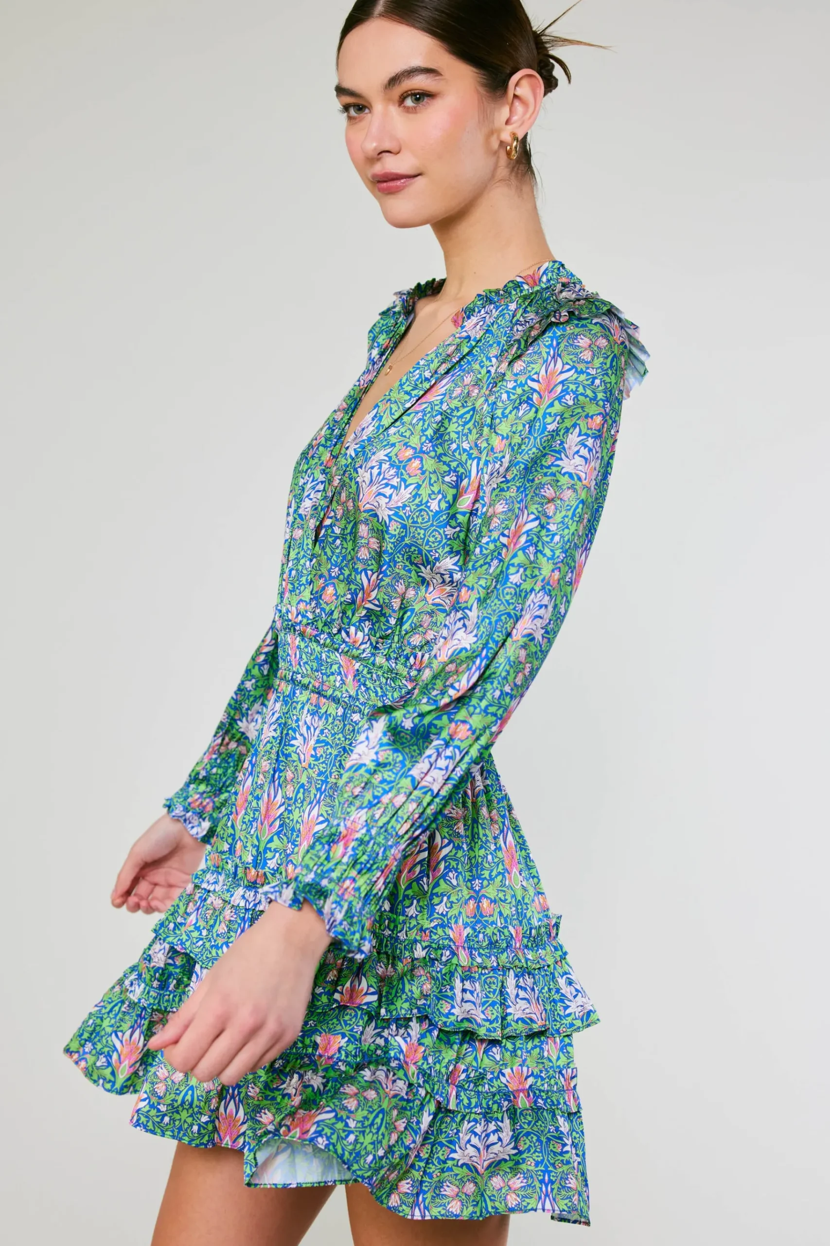 Hot Ruffled Surplice Floral Mini Dress Women Mini Dresses