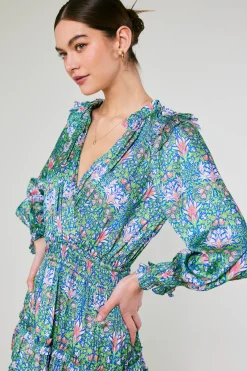 Hot Ruffled Surplice Floral Mini Dress Women Mini Dresses