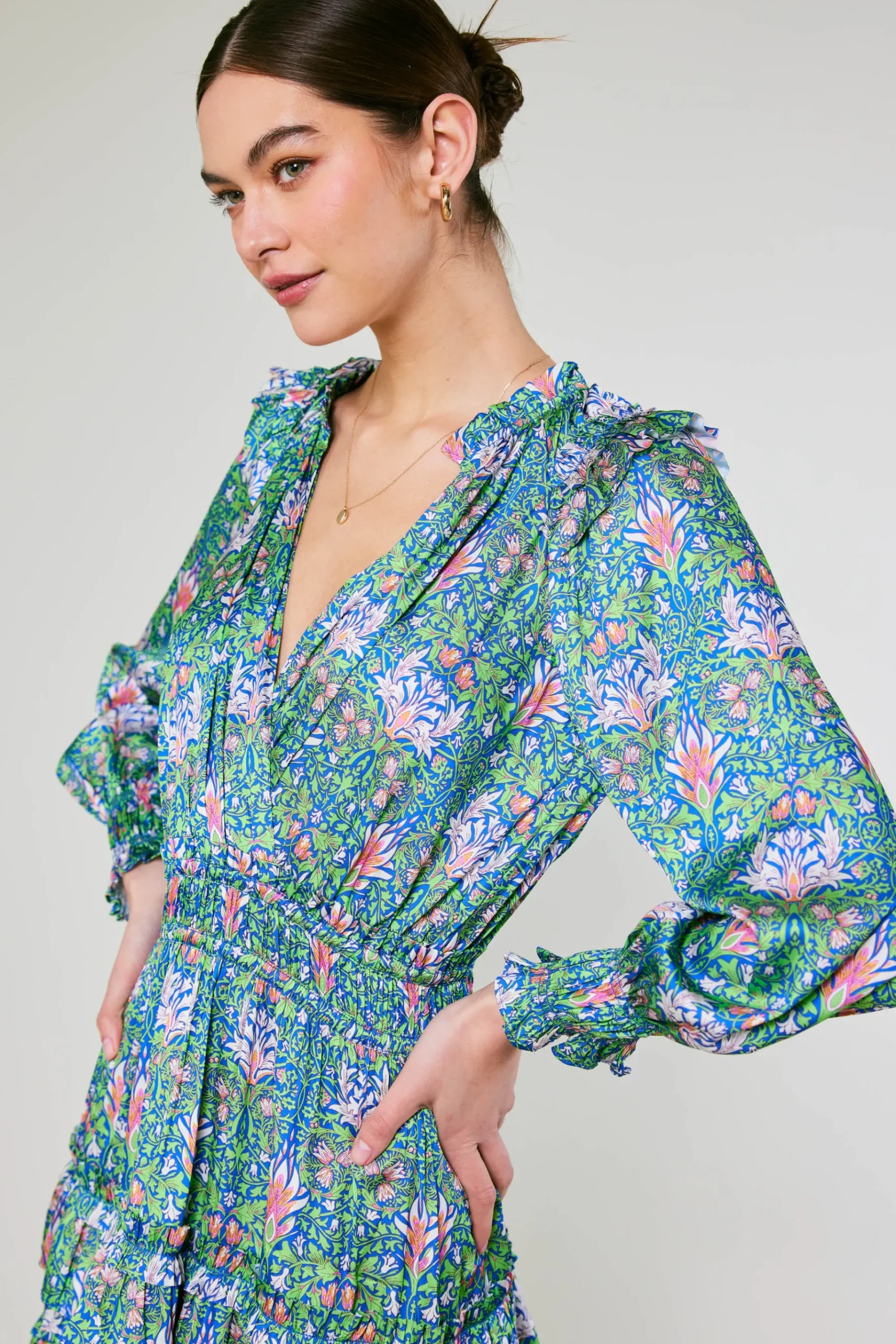 Hot Ruffled Surplice Floral Mini Dress Women Mini Dresses