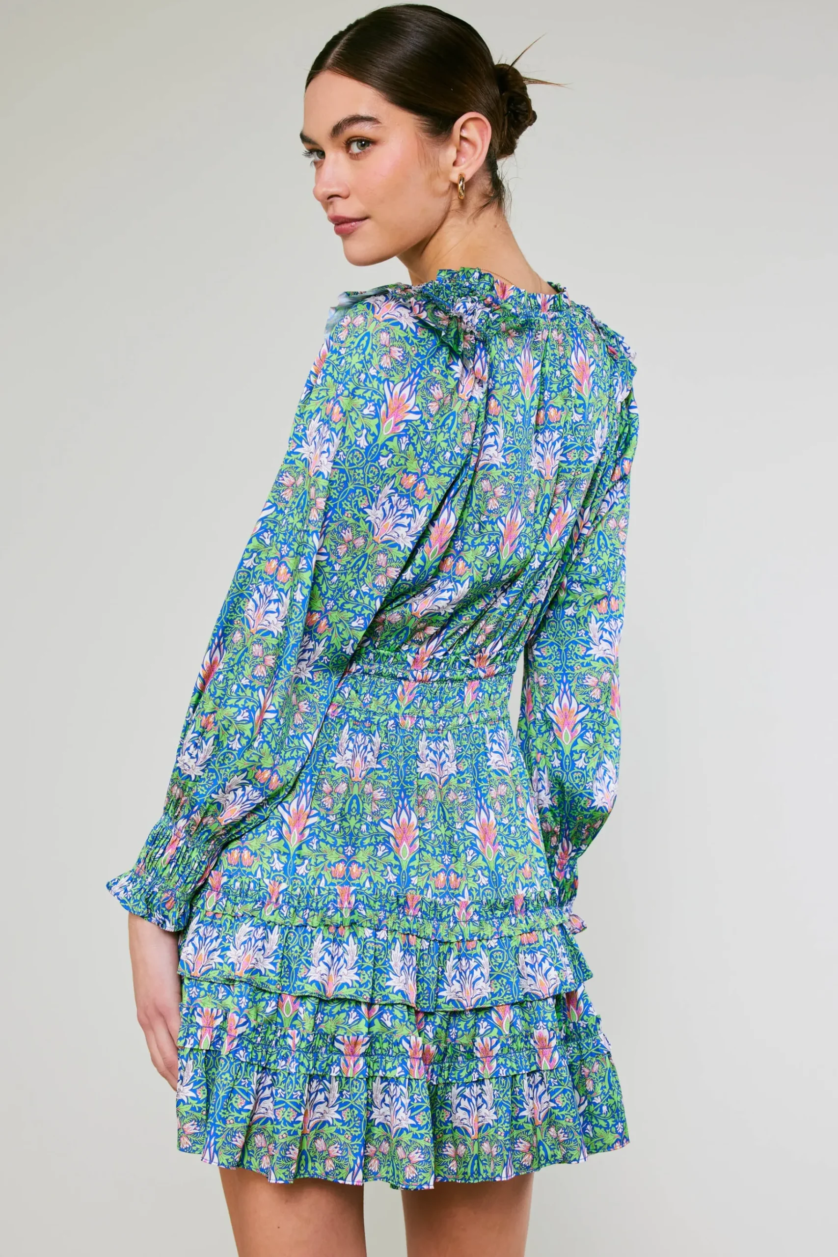 Hot Ruffled Surplice Floral Mini Dress Women Mini Dresses