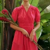Sale Ruffled Surplice Midi Dress Women Midi Dresses