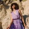 New Ruffled Surplice Mini Dress Women Mini Dresses