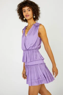 New Ruffled Surplice Mini Dress Women Mini Dresses