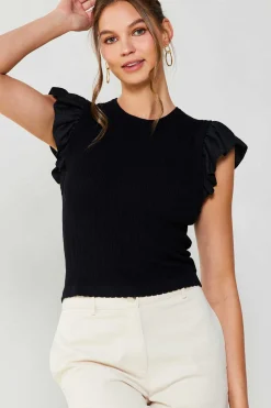 Outlet Ruffled Sweater Knit Tank Women Knitwear | Sleeveless Tops