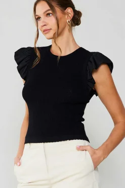 Outlet Ruffled Sweater Knit Tank Women Knitwear | Sleeveless Tops