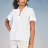 Sale Ruffled Trim Blouse Women Short Sleeve Tops