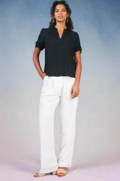 New Ruffled Trim Blouse Women Short Sleeve Tops