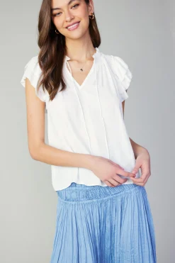Fashion Sadie Tiered Sleeve Floral Blouse Women Short Sleeve Tops