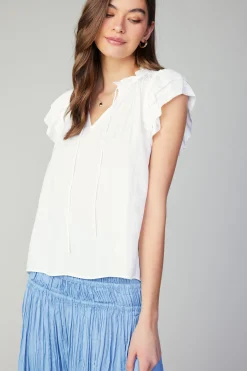 Fashion Sadie Tiered Sleeve Floral Blouse Women Short Sleeve Tops