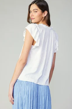 Fashion Sadie Tiered Sleeve Floral Blouse Women Short Sleeve Tops
