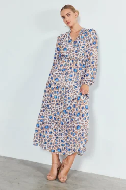 Clearance Sapphire Cenote Print Maxi Dress Women Maxi Dresses