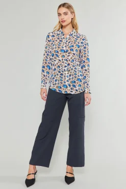 Discount Sapphire Cenote Print Shirt Women Long Sleeve Tops