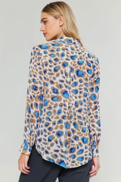 Discount Sapphire Cenote Print Shirt Women Long Sleeve Tops