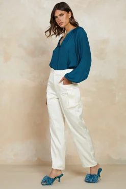 New Satin Straight Leg Pants Women Pants