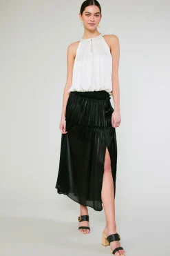 Fashion Satin Weave Maxi Skirt Women Skirts