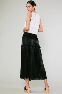 Fashion Satin Weave Maxi Skirt Women Skirts